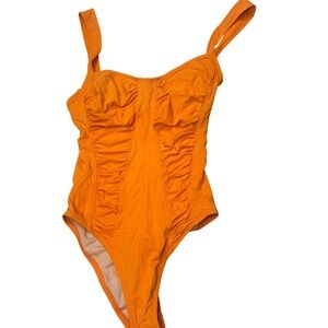 La Perla vintage Orange cinched one piece small sexy underwire bra swimsuit‎